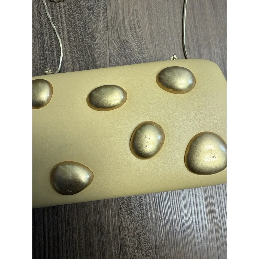 Zara Gold Pebbles Rigid Clutch Purse Crossbody Luxury Bag Tik Tok Runway